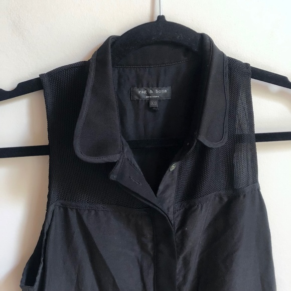 Rag & Bone Black Silk Bamboo Sleeveless Collared Dress - Picture 3 of 6